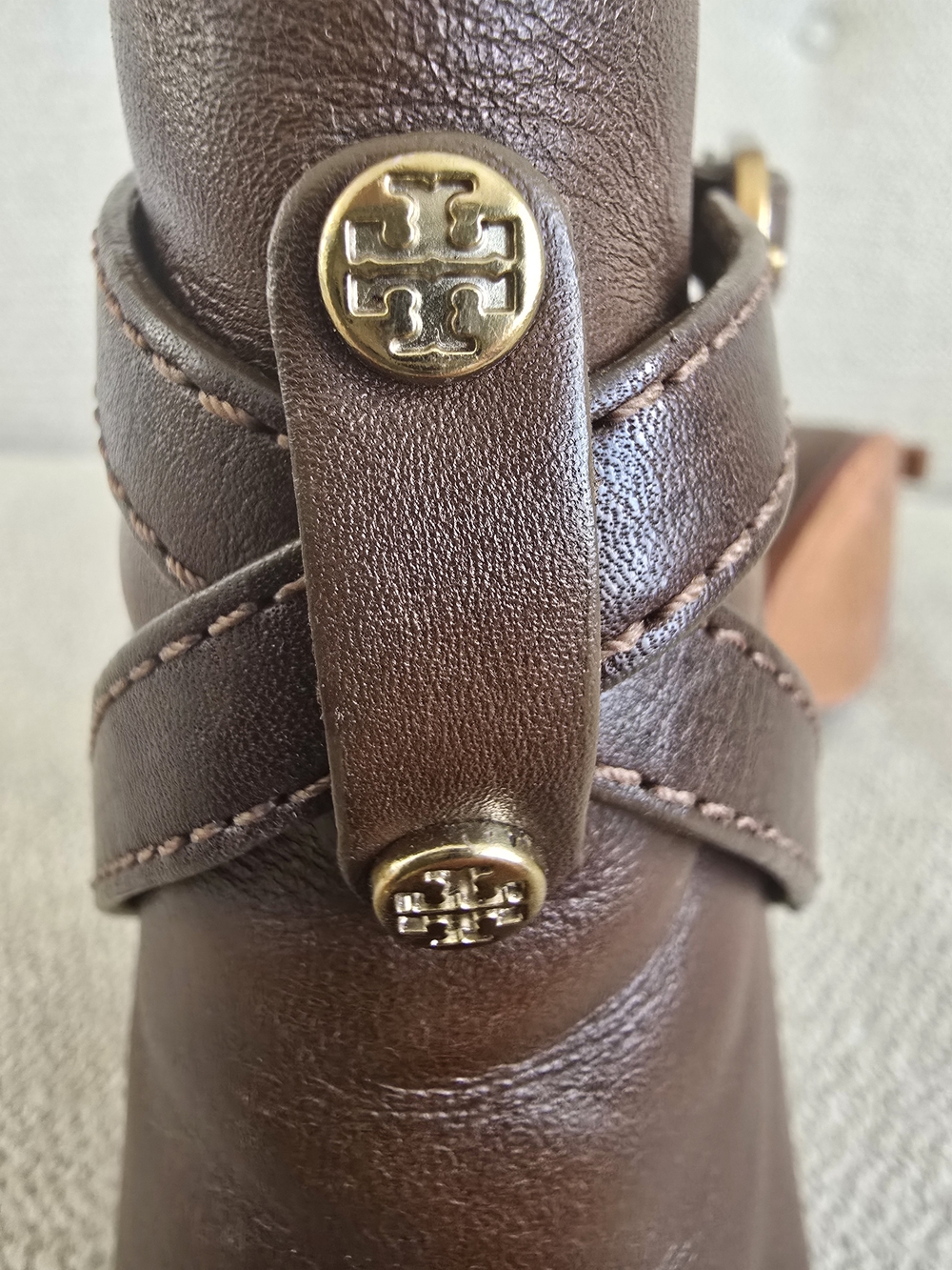 Tory Burch Dorese Brown Leather Platform Stiletto Ankle Booties, Size 7.5 - Picture 6 of 8